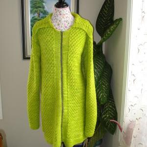 Ready To Ship/handmade Knitted Apple Green Coat/..
