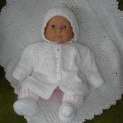 Ready to ship/ Handmade Hand Knitted 4PC New Born Baby Sweater/Cardigan-Booties-Bonnet-Blanket Crochet /For A Girl and A Boy