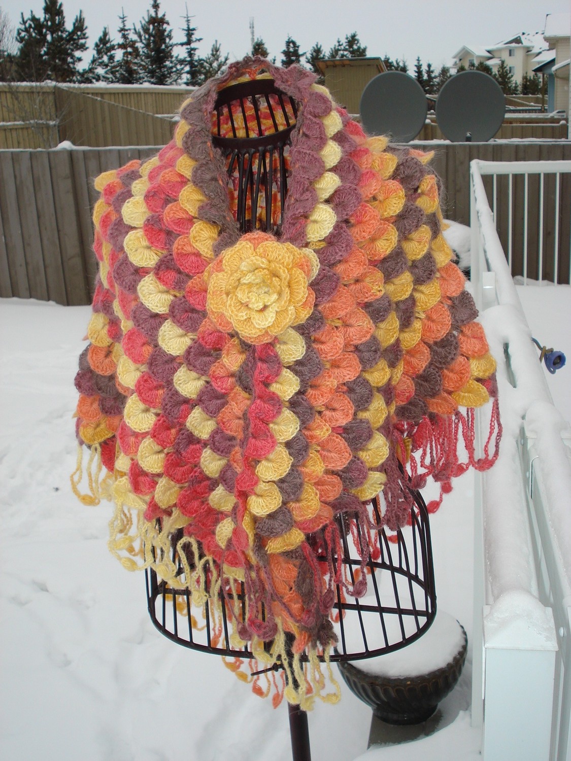 Ready To Ship /gorgeous Shades Of Winter Sunset / Fall Into Autumn/ Handmade Crochet Crocodile Stitch Pattern Scarf/shawl- All Seasons