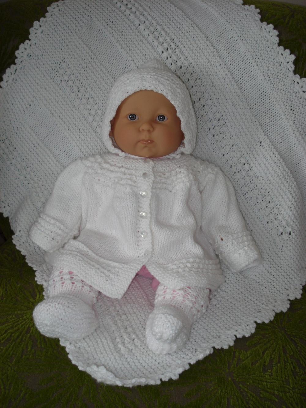 Ready To Ship/ Handmade Hand Knitted 4pc Born Baby Sweater/cardigan-booties-bonnet-blanket Crochet /for A Girl And A Boy