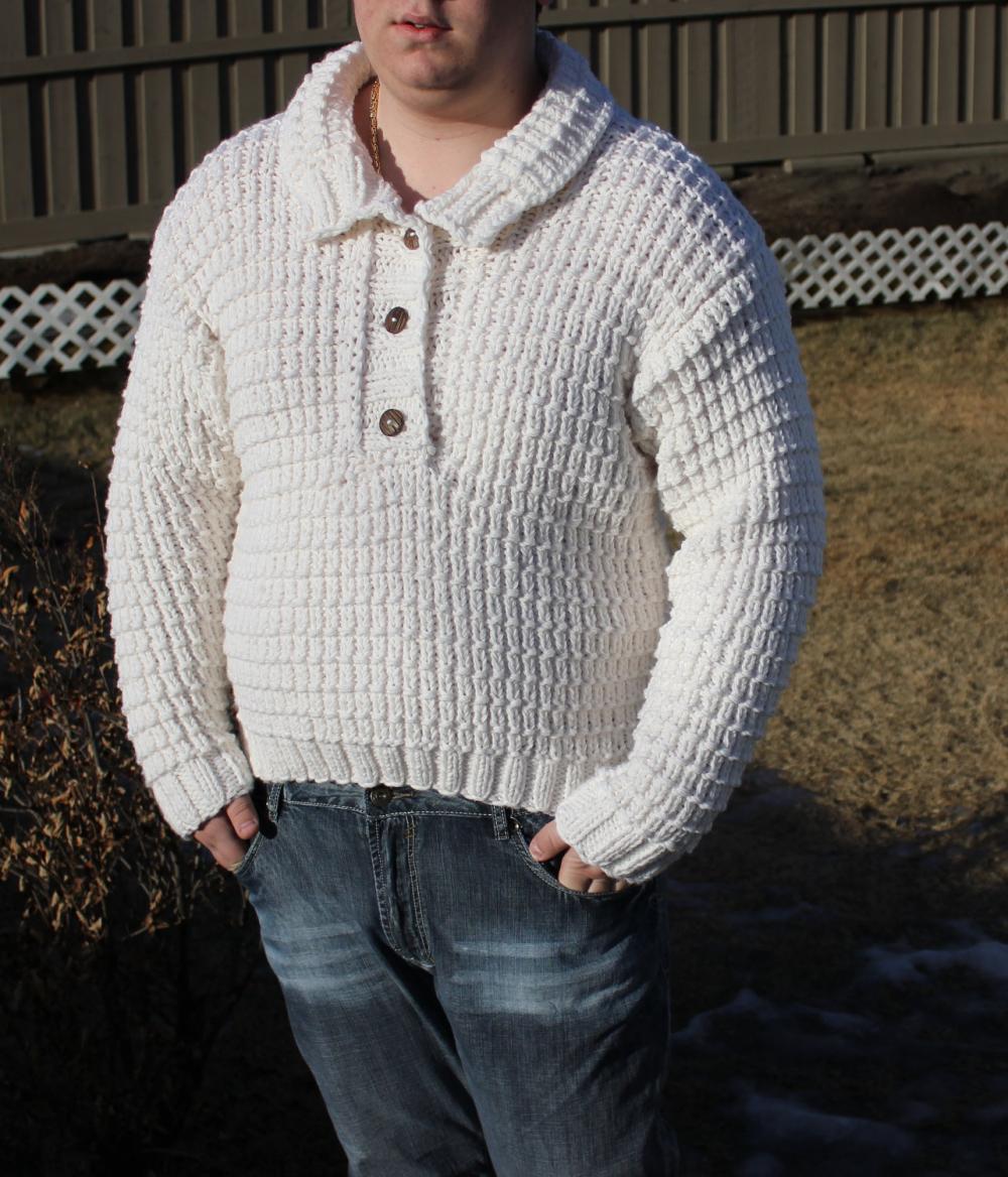 Ready To Ship/natural Superfine Merino Wool Handmade Knitted Sweater With Collar/ Unisex/ Will Fit Size M To 2x Large